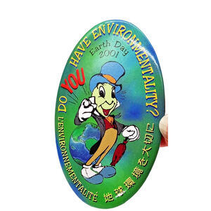 Vintage Disney Pin Button Earth Day 2001 Jiminy Cricket Animal Kingdom